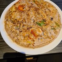 Vegan pancake with mushroom, bellpepper, onion and pineapple as an add-on at De Brugkabouter in Eerbeek