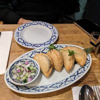 Vegan curry puffs at Glur in New York City