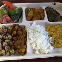 Vegan buffet items at Earthen Jar in Ann Arbor
