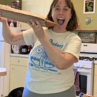 Baguette magic - Luna approves at Muddy Fork Farm & Bakery in Bloomington