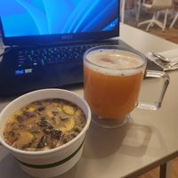 Apple Parsely ginger cayenne lemon agave hot drink!!! Paired nicely with the miso soup! at HeartBeet Organic Superfoods Cafe - West Seattle in Seattle