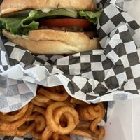 Classic with curly fries! at The Bayside Cafe in Everett