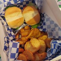 Buffalo and ranch chicken sliders with sidewinders at The Bayside Cafe in Everett