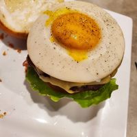 Yo-egg burger. You must try this!! at The Bayside Cafe in Everett