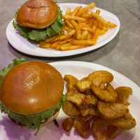 buffalo chicken sandwiches with different fries   at The Bayside Cafe in Everett