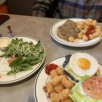 Biscuits and gravy, Yo Egg Burger, salad and tatertots!  at The Bayside Cafe in Everett