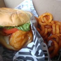 Fishless filet with spot on tarter sauce, lettuce and tomato, soft fresh bun at The Bayside Cafe in Everett