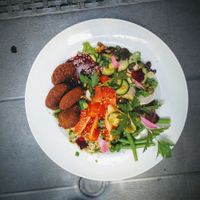 Lentil salad with miso balls at La Source du Barisart in Spa