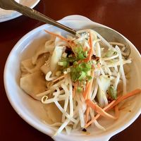 Veggie wonton with peanut sauce at Garden Fresh in Palo Alto