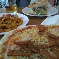 pizza, doner, chips at vego Foodworld in Berlin