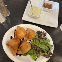 samosas! (only the brown sauce is vegan i think, my non vegan friend had the creamy one)  at Curry & More in San Diego