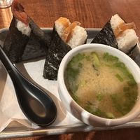 Onigiri combo with miso soup (minus the curry)   at Okome House in Minneapolis