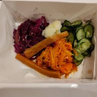 Marinated vegetables at Sato Bento in Ljubljana