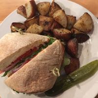 Caprese panini with rosemary potatoes  at Seva - Ann Arbor in Ann Arbor