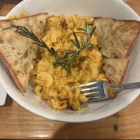 Vegan mac and cheese is also very flavorful and hits the spot! The toasted garlic bread is crunchy, but not rock hard like the ones that cut your gums!  at Seva - Ann Arbor in Ann Arbor