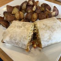 Veganized Breakfast Wrap with tofu and vegan cheddarr  at Seva - Ann Arbor in Ann Arbor