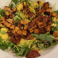 Ceasar Salad with Tempeh and croutons at Seva - Ann Arbor in Ann Arbor