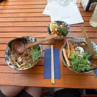 Left the "Tantanmen" without sesame, right the "Ayurvedic" ramen at Umaii in Dresden