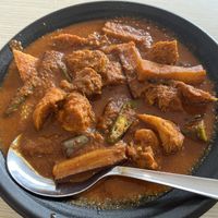Curry with lions man mushroom   at Pey Teik 培德娘惹素食馆 in Taiping