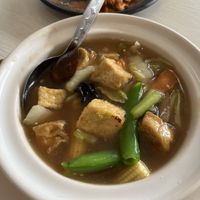Tofu and veg soup based dish   at Pey Teik 培德娘惹素食馆 in Taiping