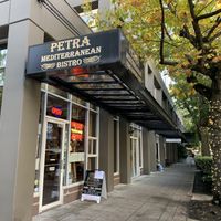 Beautiful tree-lined street  at Petra Mediterranean Bistro in Seattle