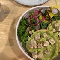 Avo toast and cappuchino with oat milk   at Szimply in Budapest