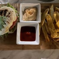 Beyond burger with vegan Mayo and pita bread  at Nook in Stari Grad