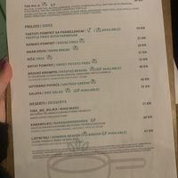 Menu at Nook in Stari Grad