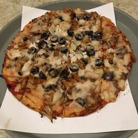 10-inch vegan pizza with plant-based sausage & veggie toppings. Excellent. at Broadway Pizza in Richfield