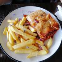 Lasagne and chips 👌 at Dfrent Cafe in Victoria Park