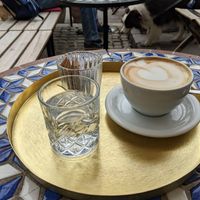 Oat milk cappuccino at Cafe Cokl in Ljubljana