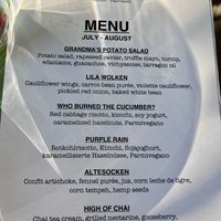 Summer menu  at ANOAH in Zurich