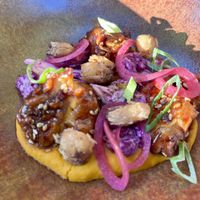 Cauliflower buffalo wings, with corn puree. So great.  at ANOAH in Zurich