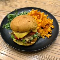 Very tasty burger! at Plantiful - Plant-based Cafe in Bangkok