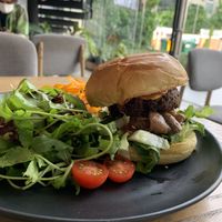 Mushroom burger!!   at Plantiful - Plant-based Cafe in Bangkok