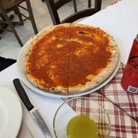 Focaccia with tomato sauce (we asked for some garlic oil on the side)  at Oasi in Milan