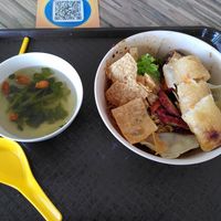 Mala Kolo Noodles with spring roll (tasty and spicy) at Origanics 启点 - Vegetarian - NUS The Deck in Northeast Singapore