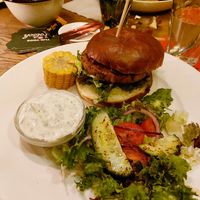 Veggie burger made vegan at La Bota in Leiden