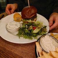 Vegan beet burger with tzatziki at La Bota in Leiden