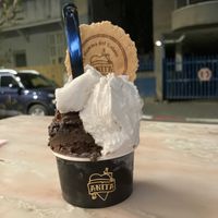 Half coconut half Oreo mousse ice cream (vegan) at Anita - Yafo in Tel Aviv