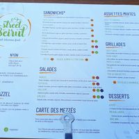 Menu at Street Beirut in Nyon