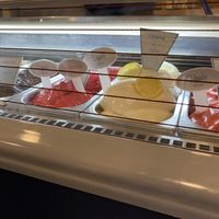 Chocolate raspberry Lemon and Strawberry at Gelateria Pichler in Budapest