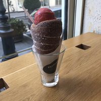 Chimney cake with sorbet  at Gelateria Pichler in Budapest