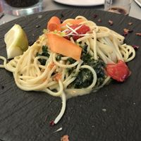 Vegan spaghetti with lemon sauce  at Tauwerk in Kappeln