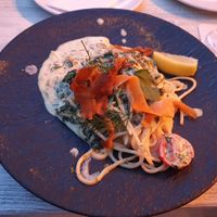 Lemon spaghetti (the portion is bigger than it looks, this is not a flat plate but a soup plate) at Tauwerk in Kappeln