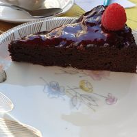 vegan chocolate raspberry cake at The Lifestyle Cafe in Cuxhaven