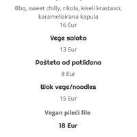 The vegan menu  at Peperoncino in Sibenik