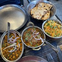 Chana masala, mushroom rice, aloo and roti  at Annapurna 2 in Chamonix-mont-blanc