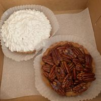 Banana cream pie and pecan pie  at Toluca Bakery and Cafe in Los Angeles
