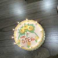 Birthday cake (note: I wrote the message on this, but if you request then they will do it for you!)  at Toluca Bakery and Cafe in Los Angeles